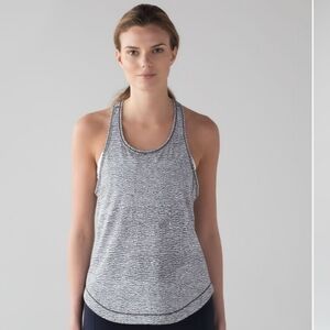 Lululemon Long Distance Pebble Jacquard White & Black Tank Top Sheer Luon Size 2